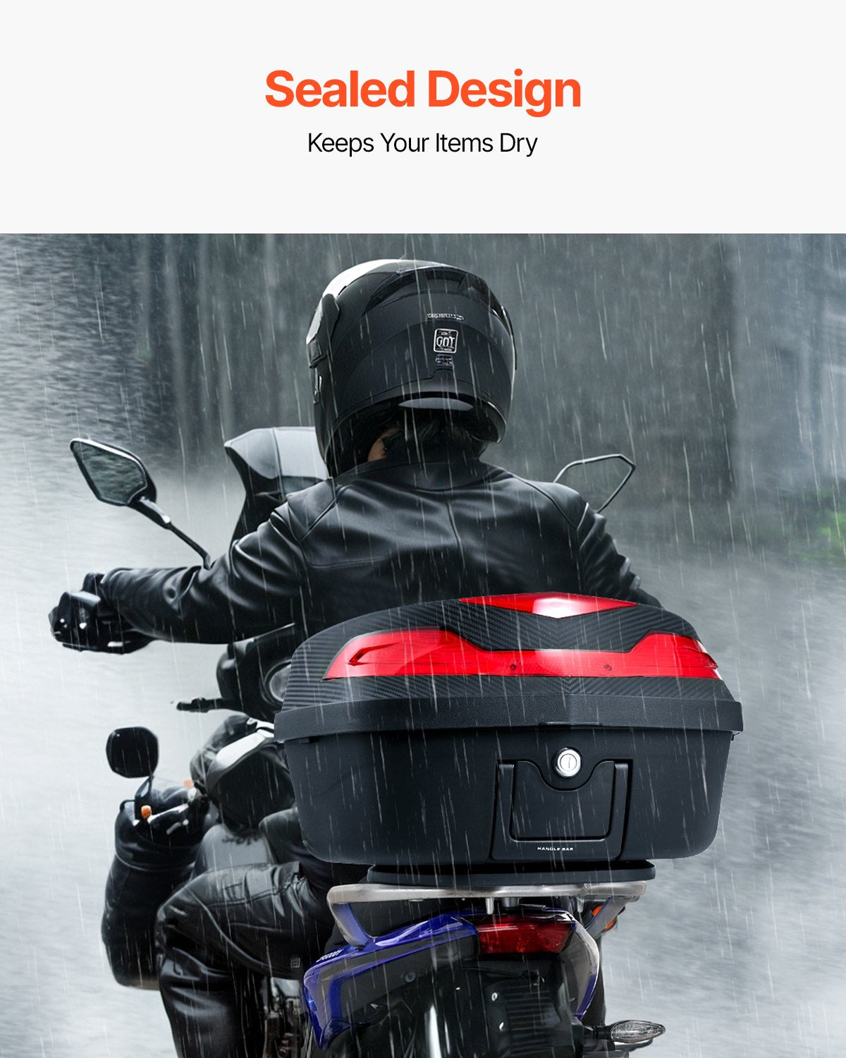 48L Motorcycle Top Case Universal Motorbike Tail with reflective panel