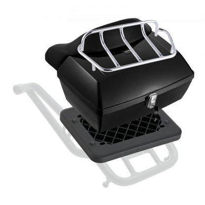 Motorcycle Top Case, Universal Durable PP Material Motorbike Tail Box with Reflective Panel, 48L Waterproof Detachable Motorcycle Top Box with Multi-Hole Base, Fit for 99% of Motorcycle Frames