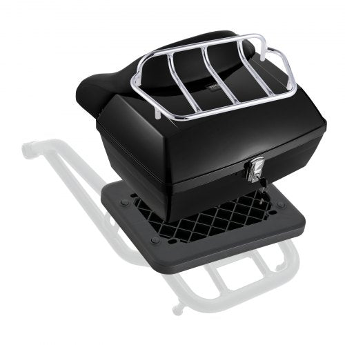 Motorcycle Top Case, Universal Durable PP Material Motorbike Tail Box with Reflective Panel, 48L Waterproof Detachable Motorcycle Top Box with Multi-Hole Base, Fit for 99% of Motorcycle Frames