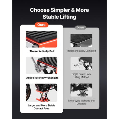 Motorcykel Saxlyftdomkraft 1200lbs Bred Däck Motorcykellyftstativ Vev |  EU
