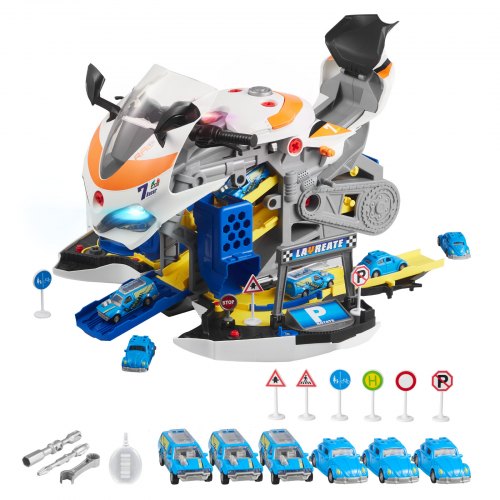 Motorcycle Engine Toy, 25 Pieces, Motorcycle Mechanic Toy with Removable Parts, Lights & Sounds, Simulated Riding & Track Racing, Kids Mechanic Workshop Set for Toddler 3 Years and Up, Yellow