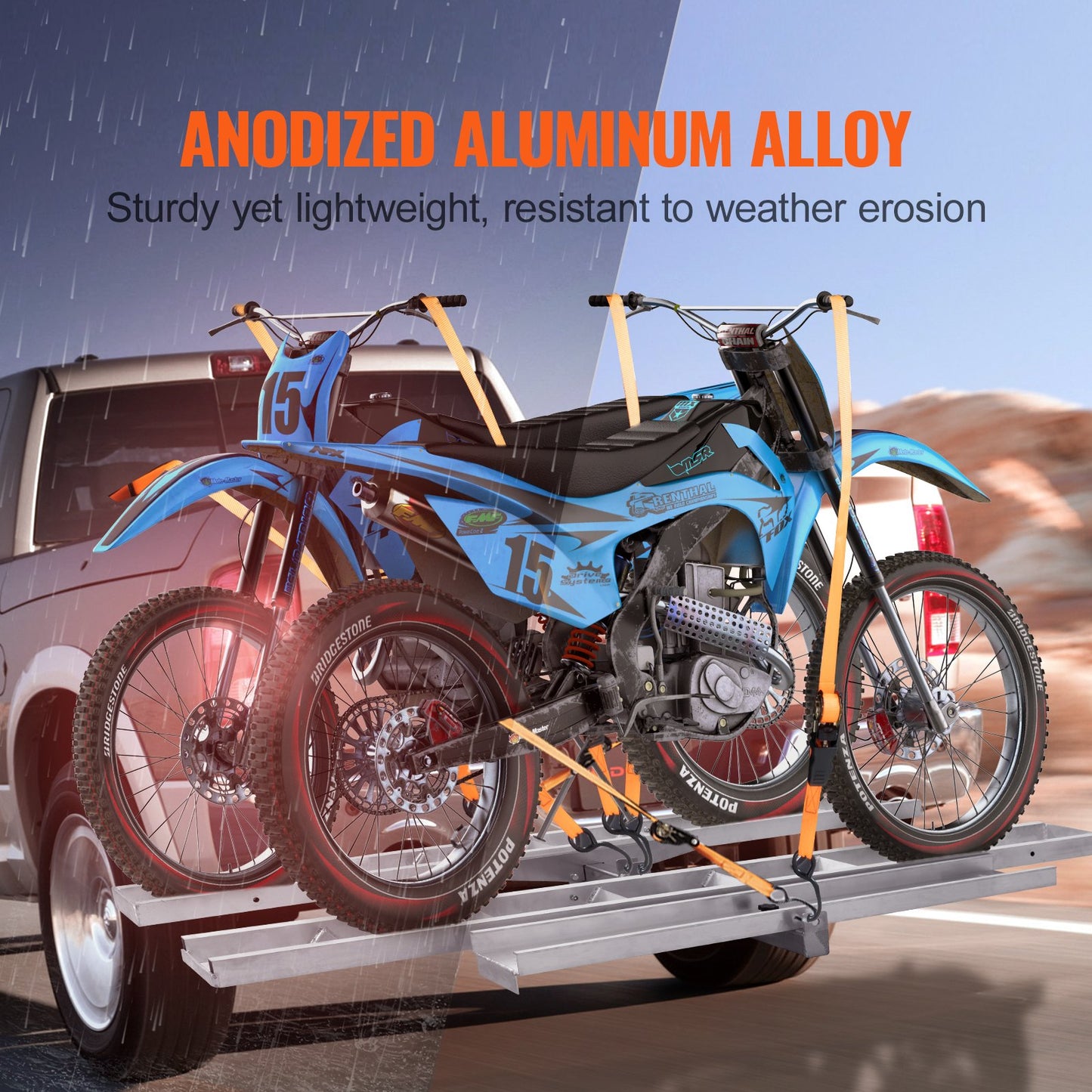 Motorcycle Carrier, 2-Bike 600 LBS Aluminum Motorcycle Carrier Hitch Mount, Loading Ramp, Scooter Dirt Bike Trailer Hauler, Ratchet Straps and Stabilizer, for Car, Truck with 2" Hitch Receiver