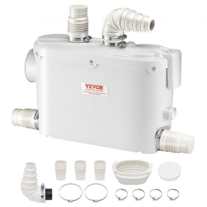 Macerator Pump, 500W, 29 GPM Flow, 26 ft/8 m Head, Macerator Wall-Hung Toilet Pump with 4 Water Inlets, Waste Water Disposal Upflush Machine for Toilet, Basement, Shower, Sink, Laundry, Bathtub