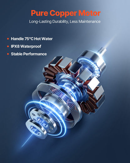Zerhackerpumpe, 500 W, 6600 l/h Durchfluss, 8 m Förderhöhe, Zerhacker-Abwasserpumpe mit 3 Wassereinlässen für Toilette, Keller, Küche, Waschbecken, Dusche, Badewanne.