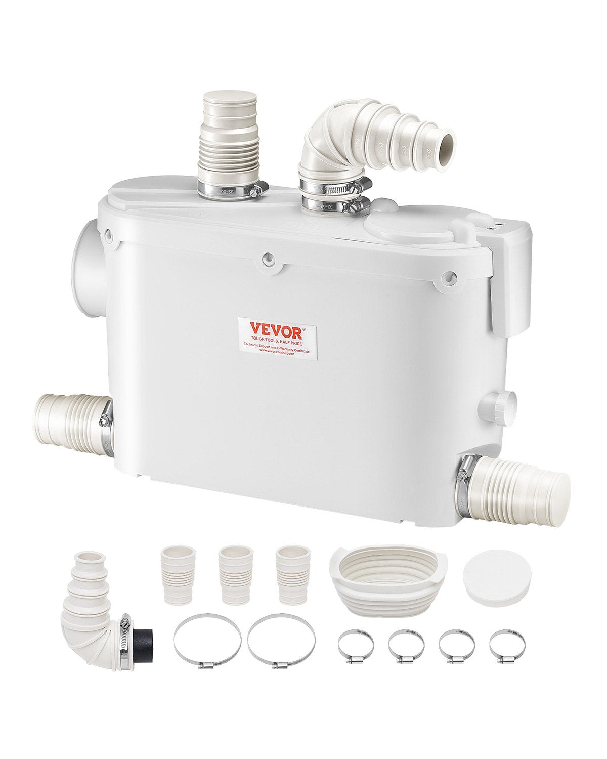 Zerhackerpumpe, 500 W, 6600 l/h Durchfluss, 8 m Förderhöhe, Zerhacker-Abwasserpumpe mit 3 Wassereinlässen für Toilette, Keller, Küche, Waschbecken, Dusche, Badewanne.