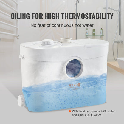 Zerkleinerer-Abwasserpumpe, Keller-Zerkleinererpumpe, 700 W, 9600 l/h Durchfluss, 10 m Auslasskopf, 99 % antimikrobiell wirksam, mit 3 Wassereinlässen für Toilette, Keller, Küche, Waschbecken, Badewanne, Kanalisation, Geschirrspüler