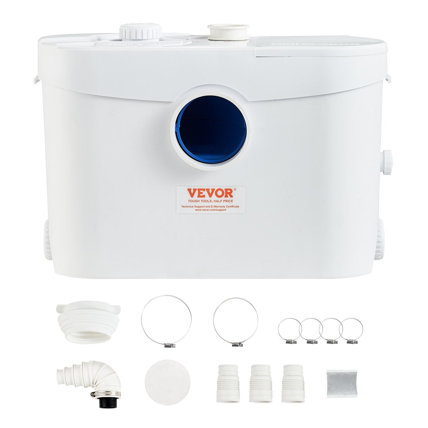 Zerkleinerer-Abwasserpumpe, Keller-Zerkleinererpumpe, 700 W, 9600 l/h Durchfluss, 10 m Auslasskopf, 99 % antimikrobiell wirksam, mit 3 Wassereinlässen für Toilette, Keller, Küche, Waschbecken, Badewanne, Kanalisation, Geschirrspüler