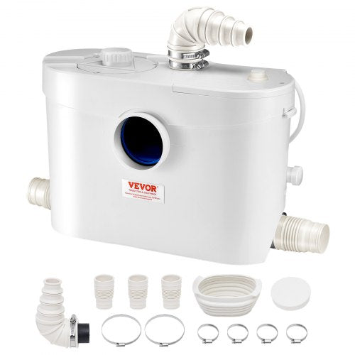 Macerator Pump, 900W, 48 GPM Flow, 40 ft/12 m Head, Macerator Sewerage Toilet Pump with 4 Water Inlets, Waste Water Disposal Upflush Machine for Toilet, Basement, Shower, Sink, Laundry, Bathtub