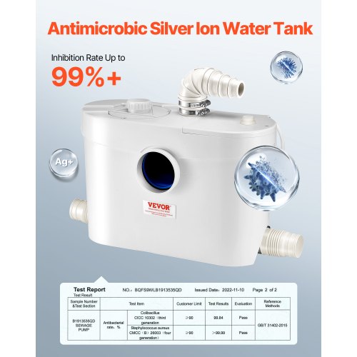 Zerhackerpumpe, 900 W, 48 GPM Durchfluss, 40 Fuß Hubhöhe für Toilette/Kellerspüle | EU