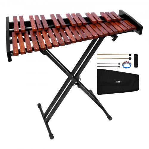 Glockenspiel Xylophone, 37 Notes, Wooden Professional Xylophone Percussion Instrument, with Height Adjustable Stand, 4 Mallets, Carrying Bag, Beginner Musical Instrument Kit for Adults and Kids