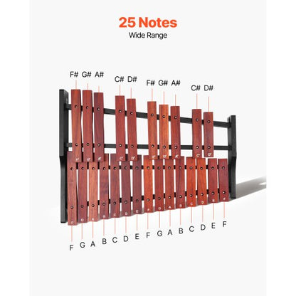 Klockspelxylofon, 25 toner, professionellt xylofonslagverksinstrument i trä, med 4 klubbor, bärväska, nybörjarkit för klockspel, för vuxna och barnstudenter |  EU