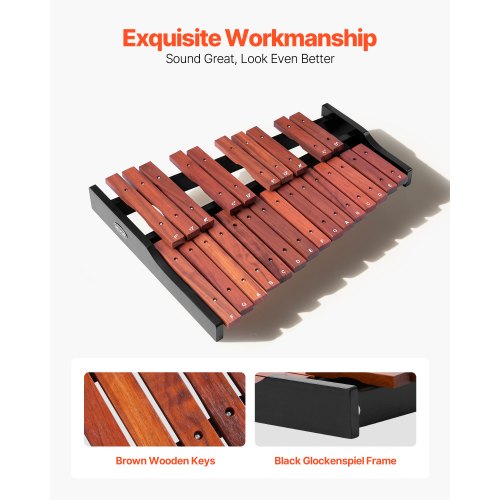 Klockspelxylofon, 25 toner, professionellt xylofonslagverksinstrument i trä, med 4 klubbor, bärväska, nybörjarkit för klockspel, för vuxna och barnstudenter |  EU
