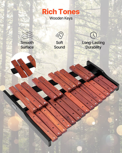 Glockenspiel Xylophone, 25 Notes, Wooden Professional Xylophone Percussion Instrument, with 4 Mallets, Carrying Bag, Beginner Glockenspiel Musical Instrument Kit for Adults and Kids Students