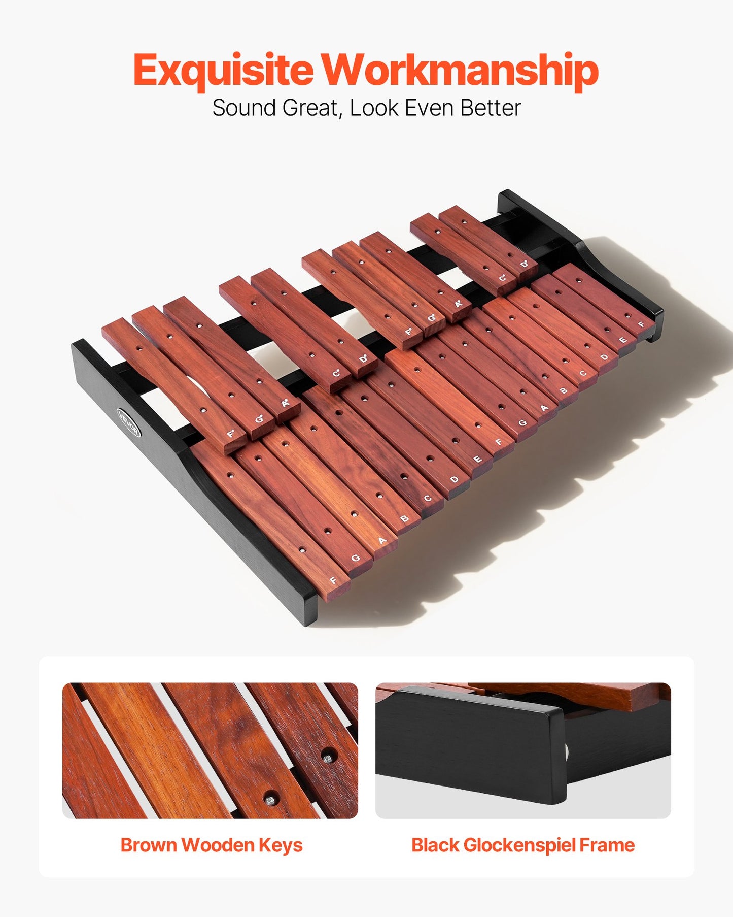 Glockenspiel Xylophone, 25 Notes, Wooden Professional Xylophone Percussion Instrument, with 4 Mallets, Carrying Bag, Beginner Glockenspiel Musical Instrument Kit for Adults and Kids Students