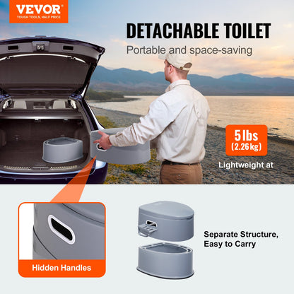 Portable Camping Toilet Inner Bucket with Lid Phone Shelf and Paper Holder