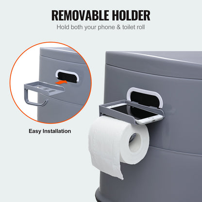 Portable Camping Toilet Inner Bucket with Lid Phone Shelf and Paper Holder