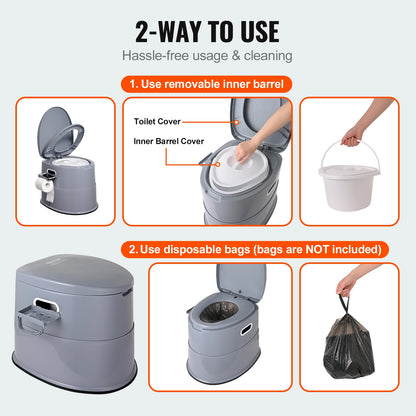 Portable Camping Toilet Inner Bucket with Lid Phone Shelf and Paper Holder