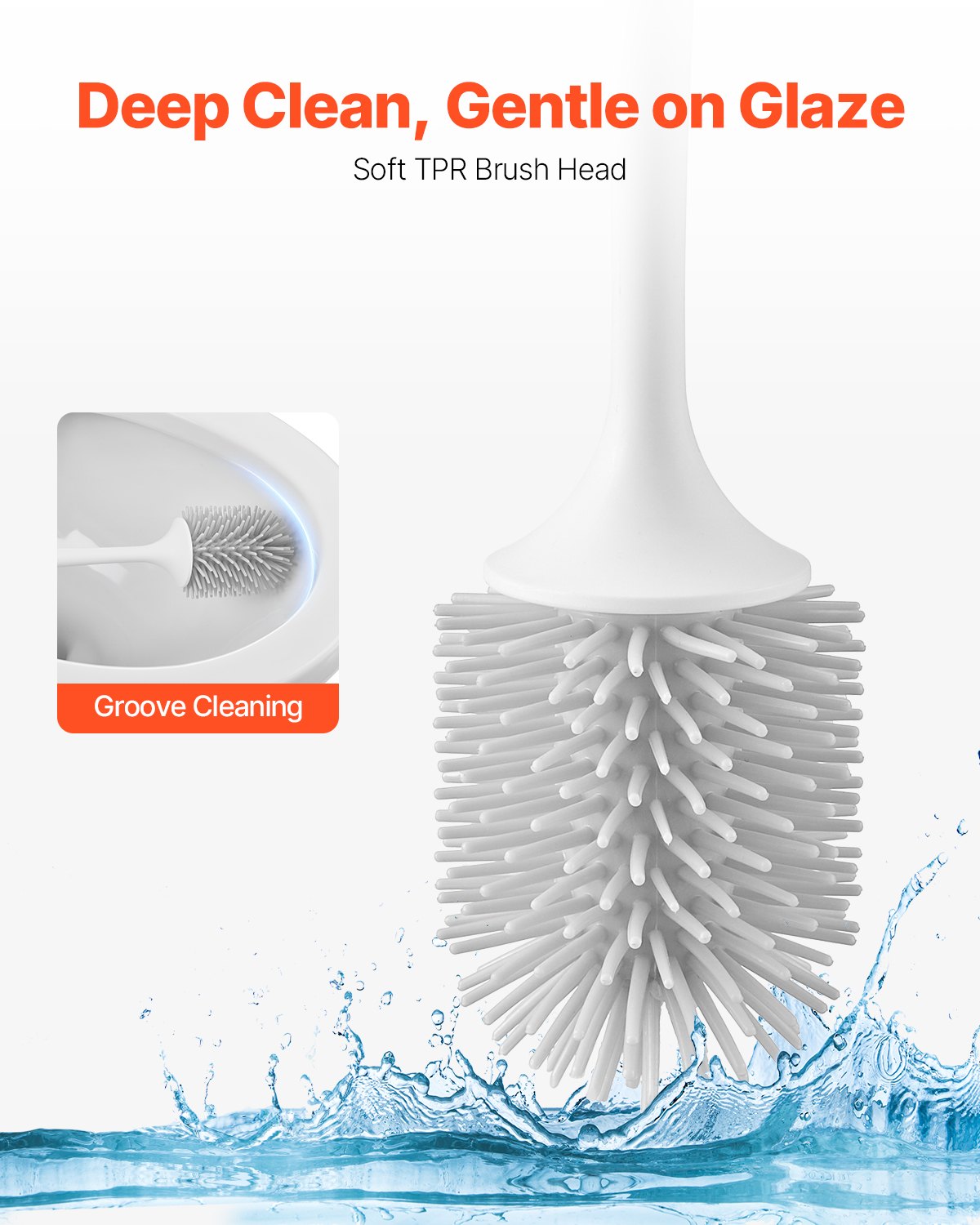 Toilet Brush and Holder Set, Toilet Bowl Brush and Holder with Comfortable PP Handle, Compact Bathroom Scrubber Cleaner, Deep Cleaning and Drip-Proof, for Bathroom, RV & Toilets (White & Grey)