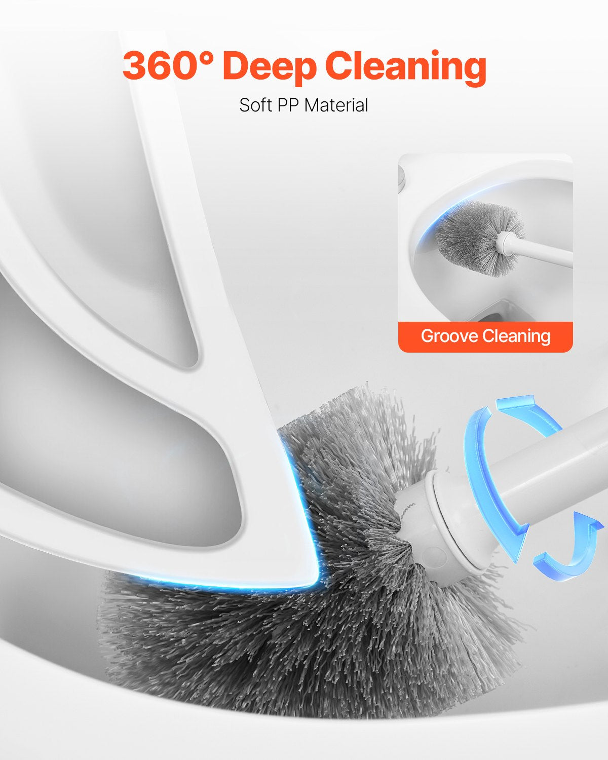 Toilet Brush and Plunger Set, 2-in-1 Toilet Bowl Brush Plunger Combo with Ventilated Holder, 360° Deep Cleaning and Drip-Proof Bathroom Supplies, for Bathroom, RV and Toilets (White & Grey)