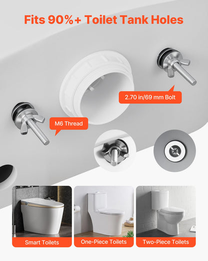 Universal Toilet Tank to Bowl Bolts Kit, 2PCS Metal Heavy Duty Toilet Tank Bolts, Stainless Steel Toilet Tank Screws Replacement Kit with Wing Nuts, Rubber Washers Gaskets, Toilet Repair Screw