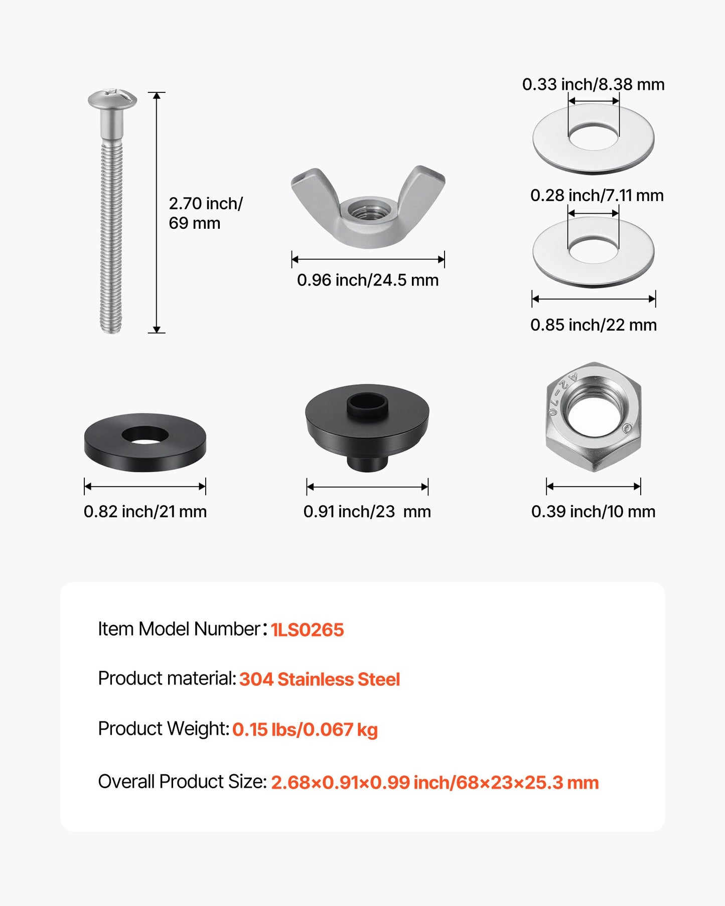 Universal Toilet Tank to Bowl Bolts Kit, 2PCS Metal Heavy Duty Toilet Tank Bolts, Stainless Steel Toilet Tank Screws Replacement Kit with Wing Nuts, Rubber Washers Gaskets, Toilet Repair Screw