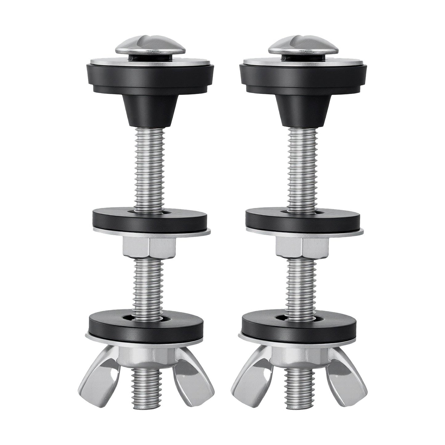 Universal Toilet Tank to Bowl Bolts Kit, 2PCS Metal Heavy Duty Toilet Tank Bolts, Stainless Steel Toilet Tank Screws Replacement Kit with Wing Nuts, Rubber Washers Gaskets, Toilet Repair Screw