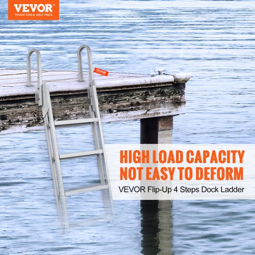 Aluminum Dock Ladder Foldable Boat Dock Ladder 4 Steps with 159 kg Load