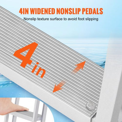 Aluminum Dock Ladder Foldable Boat Dock Ladder 4 Steps with 159 kg Load