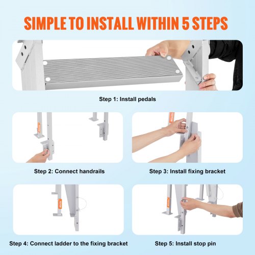 Aluminum Dock Ladder Foldable Boat Dock Ladder 4 Steps with 159 kg Load