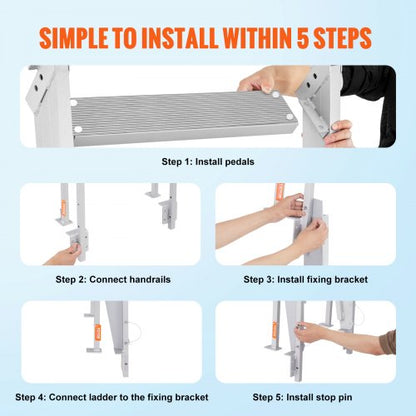 Aluminum Dock Ladder Foldable Boat Dock Ladder 4 Steps with 159 kg Load