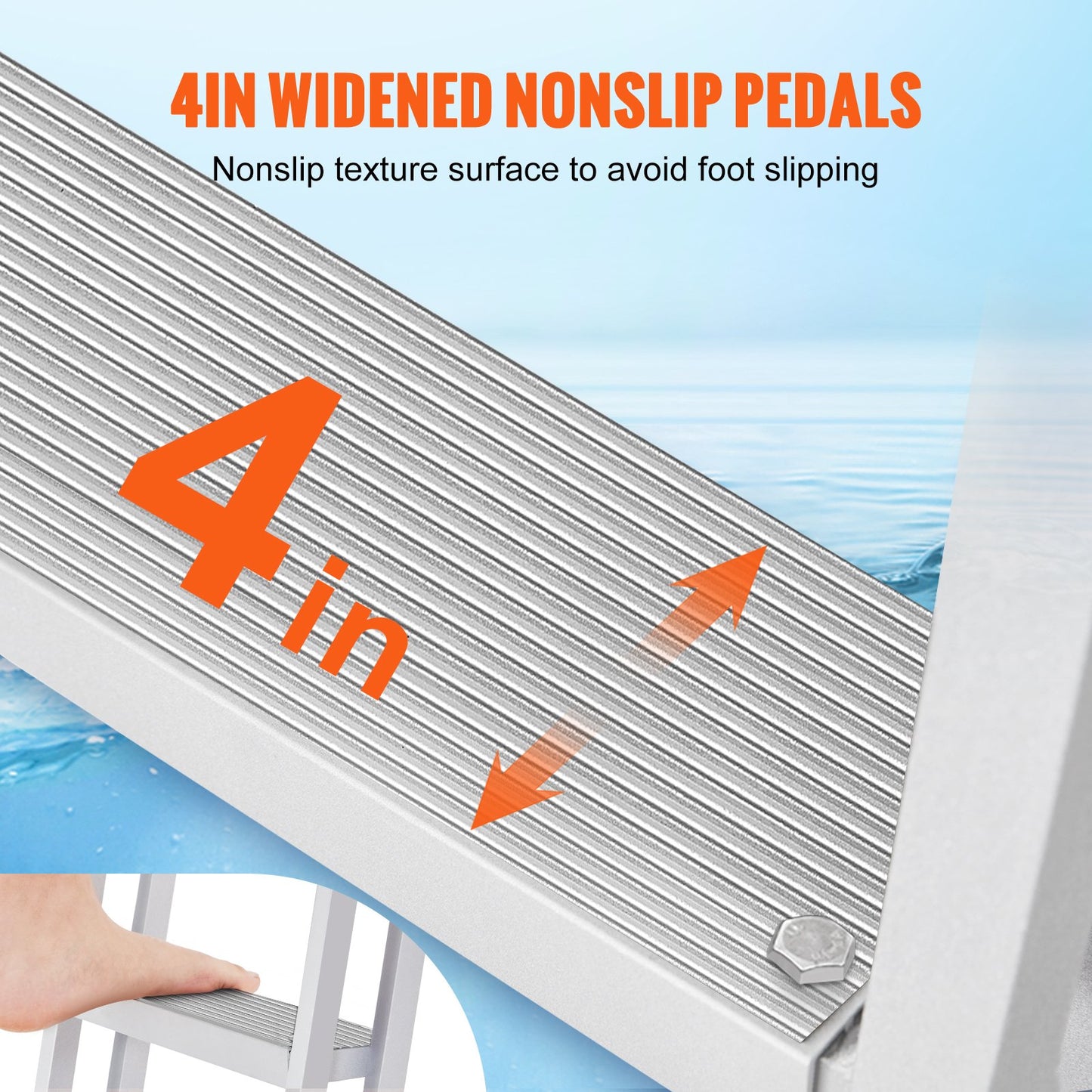 Aluminum Docking Ladder Folding Boat Docking Ladder 5 Steps with 350 Pound Load