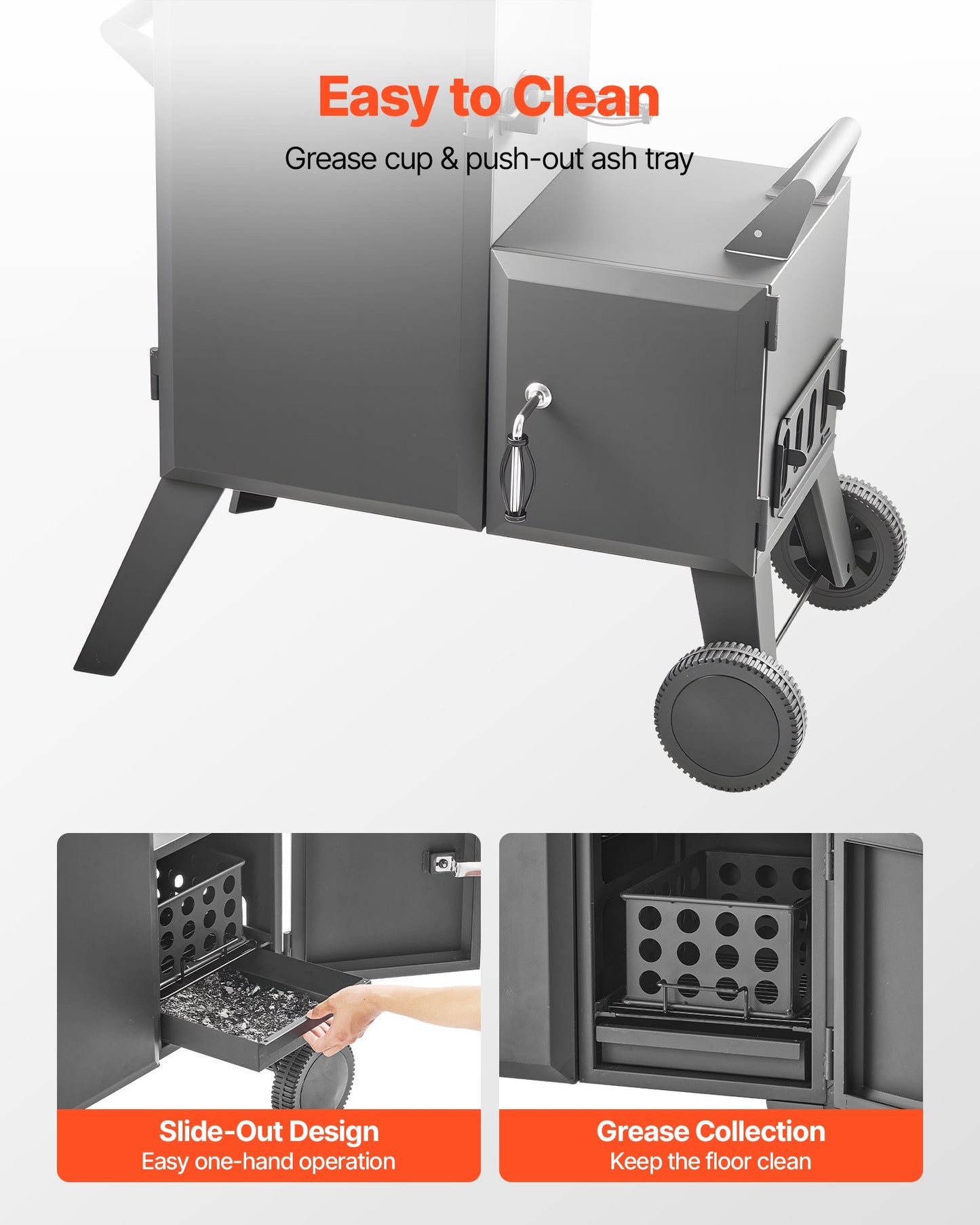 Charcoal Offset Smoker, Heavy-Duty Steel BBQ Offset Smoker with Side Firebox, Movable Outdoor Barbecue Smokers with 6 Adjustable Grates, Thermometer & Air Vents for Backyard Patio Party Cooking