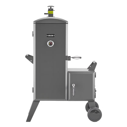 Charcoal Offset Smoker, Heavy-Duty Steel BBQ Offset Smoker with Side Firebox, Movable Outdoor Barbecue Smokers with 6 Adjustable Grates, Thermometer & Air Vents for Backyard Patio Party Cooking