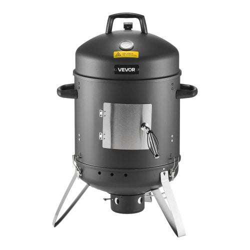 Charcoal Smoker, 16" Vertical Charcoal BBQ Grill, Coated Steel Barbecue Smoker with 2 Grilling Grates, Thermometer, Air Vents & Removable Ash Tray, Ideal for Backyard Patio Parties Cooking