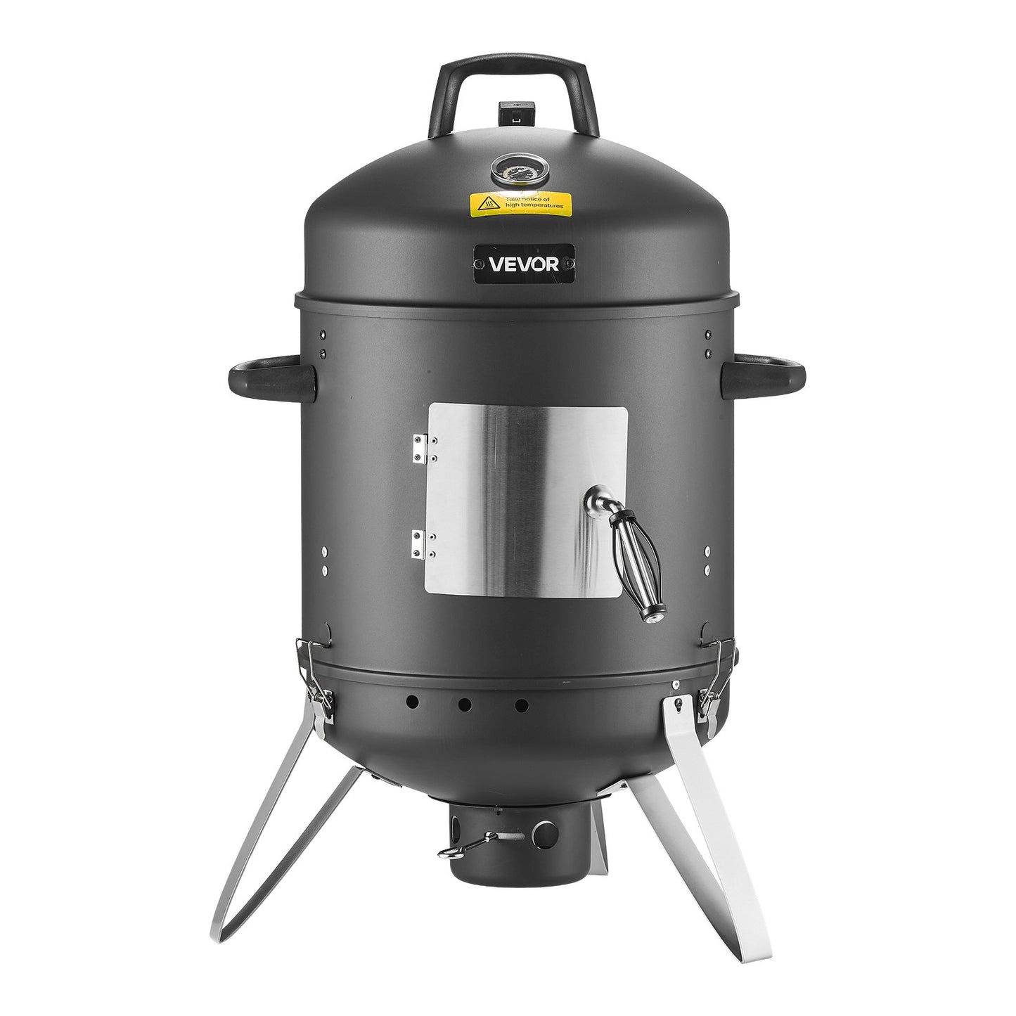 Charcoal Smoker, 16" Vertical Charcoal BBQ Grill, Coated Steel Barbecue Smoker with 2 Grilling Grates, Thermometer, Air Vents & Removable Ash Tray, Ideal for Backyard Patio Parties Cooking