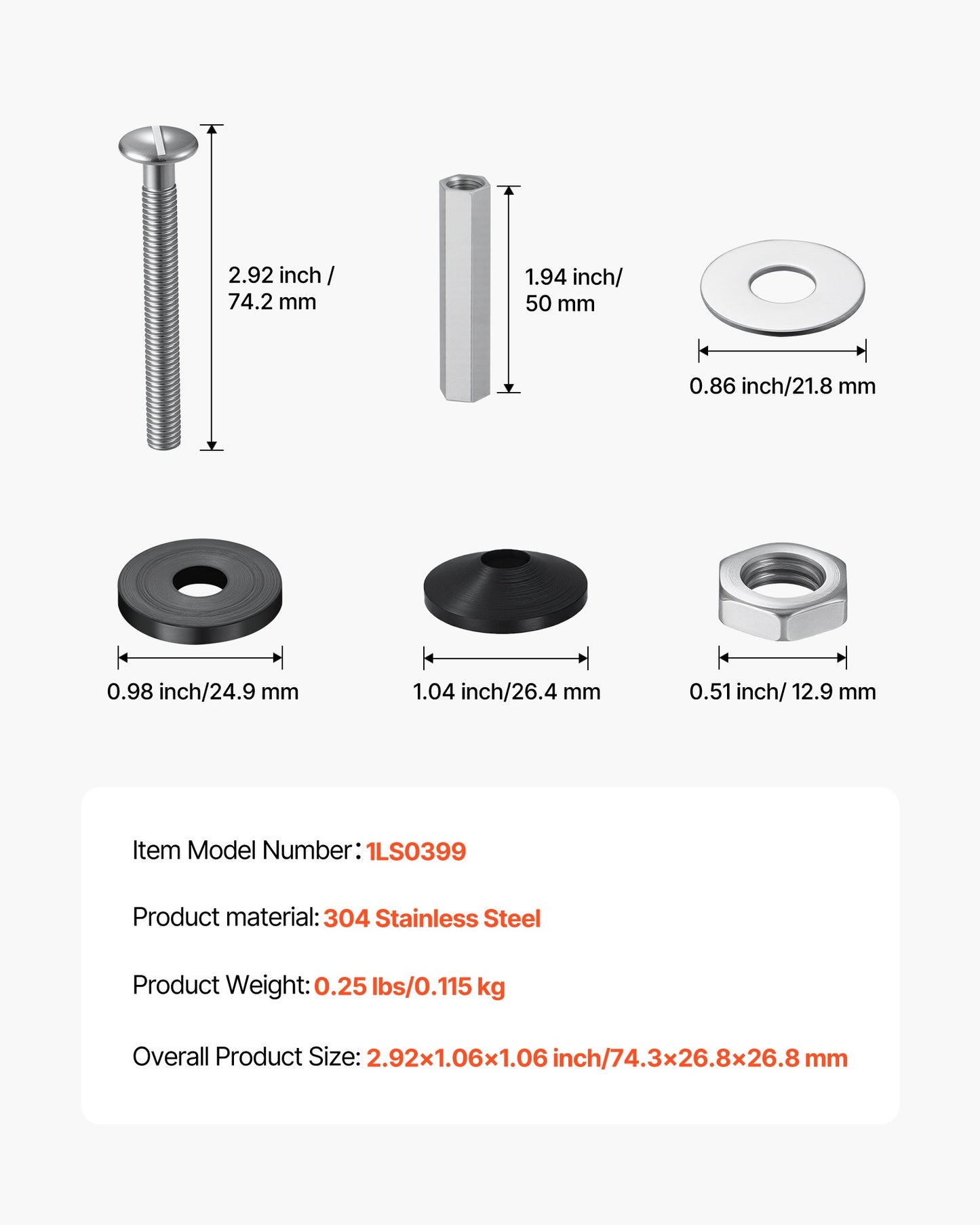 Universal Toilet Seat Bolts Kit, 2PCS Metal Heavy Duty Toilet Tank Bolts, Stainless Steel Toilet Seat Screws Replacement Kit with Long Downlock Nuts, Rubber Washers Gaskets, Toilet Repair Screw