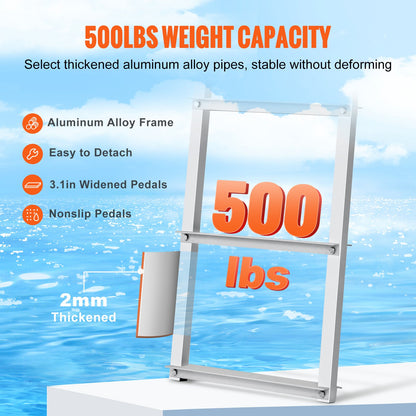 Dock Ladder, Removable 5 Steps, 500 lbs Load Capacity, Aluminum Alloy Pontoon Boat Ladder with 3.1'' Wide Step & Nonslip Rubber Mat, Easy to Install for Ship/Lake/Pool/Marine Boarding