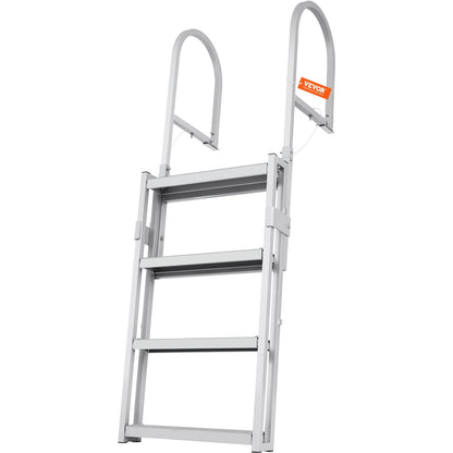Aluminum Dock Ladder Boat Dock Ladder 55.1-67.1in Height Adjustable 4 Steps