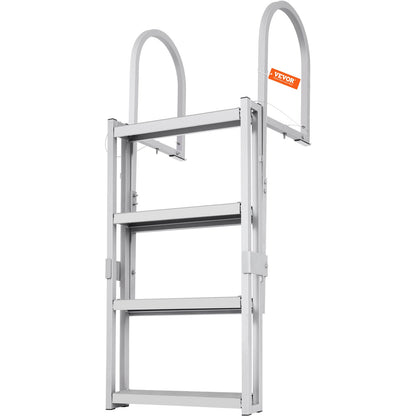 Aluminum Dock Ladder Boat Dock Ladder 55.1-67.1in Height Adjustable 4 Steps