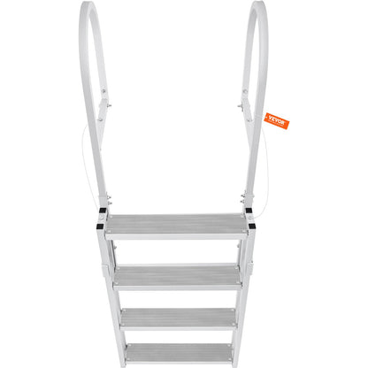 Aluminum Dock Ladder Boat Dock Ladder 55.1-67.1in Height Adjustable 4 Steps