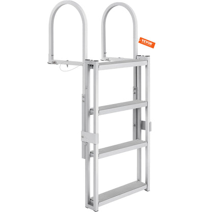 Aluminum Dock Ladder Boat Dock Ladder 55.1-67.1in Height Adjustable 4 Steps