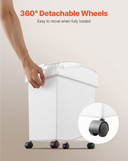 Rice Storage Container, 6.6Gallon/25L x3 Capacity Large Dog Food Dispenser Bin, Kitchen Ingredient Grain Cereal Flour Bin, Pet food Containers with Wheels, 3 Scoops, and Airtight Lid, 3 Pack