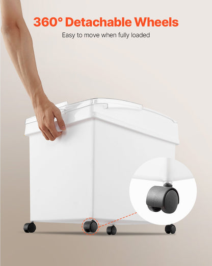 Rice Storage Container, 10.5Gallon/40L x3 Capacity Large Dog Food Dispenser Bin, Kitchen Ingredient Grain Cereal Flour Bin, Pet food Containers with Wheels, 3 Scoops, and Airtight Lid, 3 Pack