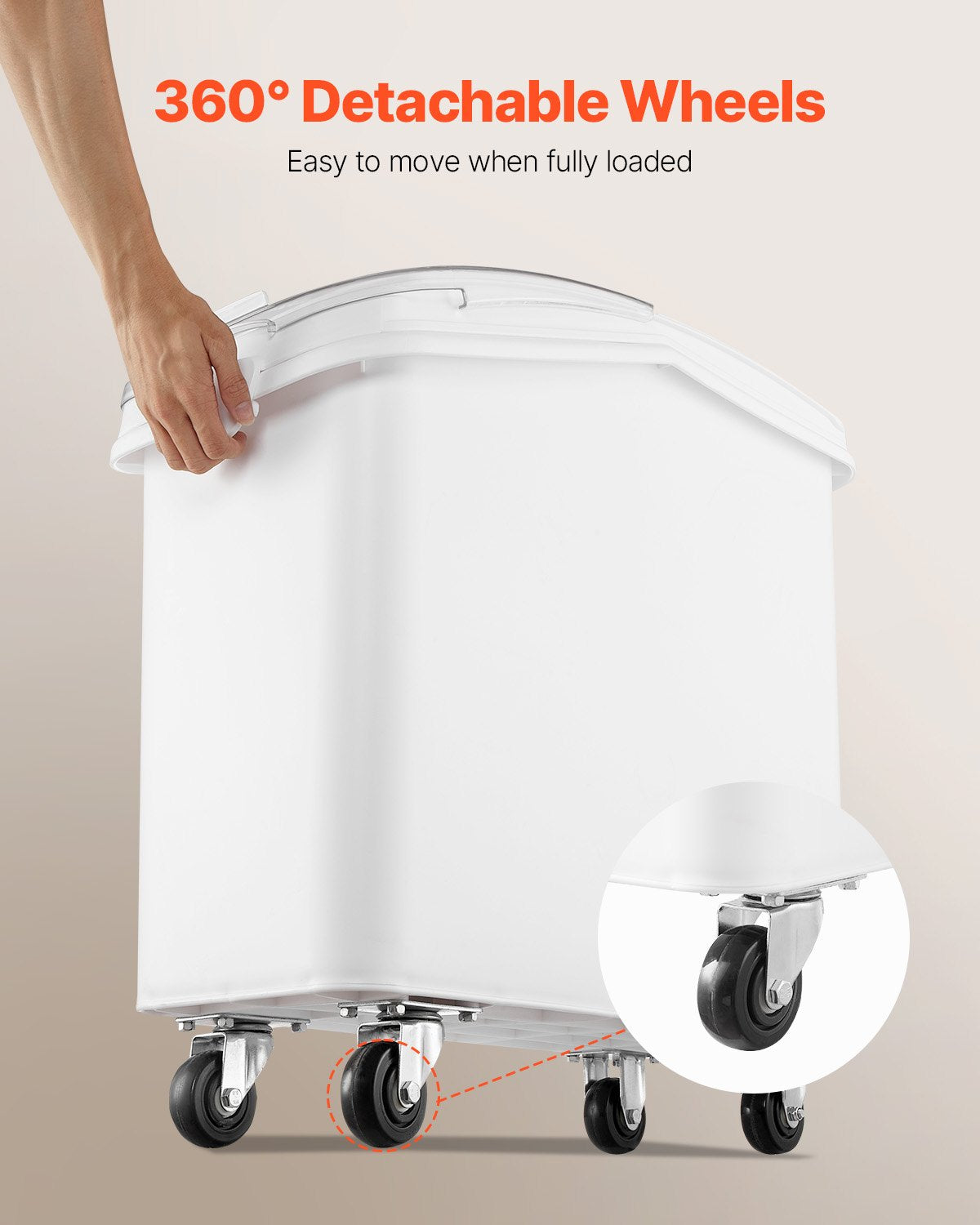 Rice Storage Container, 21Gallon/80L Capacity Large Dog Food Dispenser Bin, Kitchen Ingredient Grain Cereal Flour Bin, Pet food Containers with Wheels, Scoop, and Airtight Lid, 1 Pack