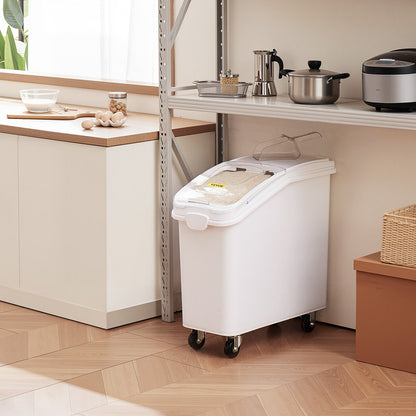 Rice Storage Container, 21Gallon/80L Capacity Large Dog Food Dispenser Bin, Kitchen Ingredient Grain Cereal Flour Bin, Pet food Containers with Wheels, Scoop, and Airtight Lid, 1 Pack