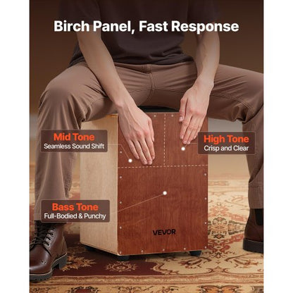 Cajon Box Drum Wooden Birch Wood Percussion Instrument with Snare Drum | EU