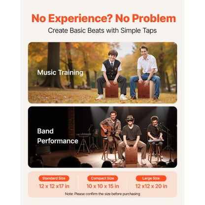 Cajon Box Drum Wooden Birch Wood Percussion Instrument with Snare Drum | EU