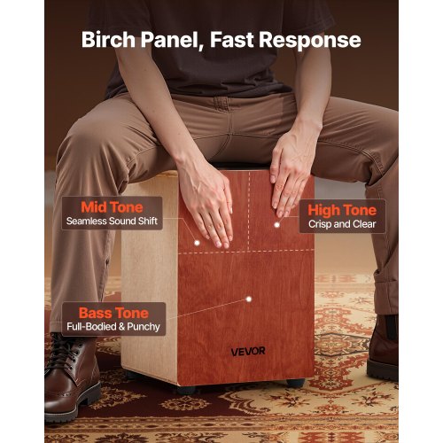 Cajon Box Drum Wooden Percussion Instrument with Guitar Strings Birch Wood | EU