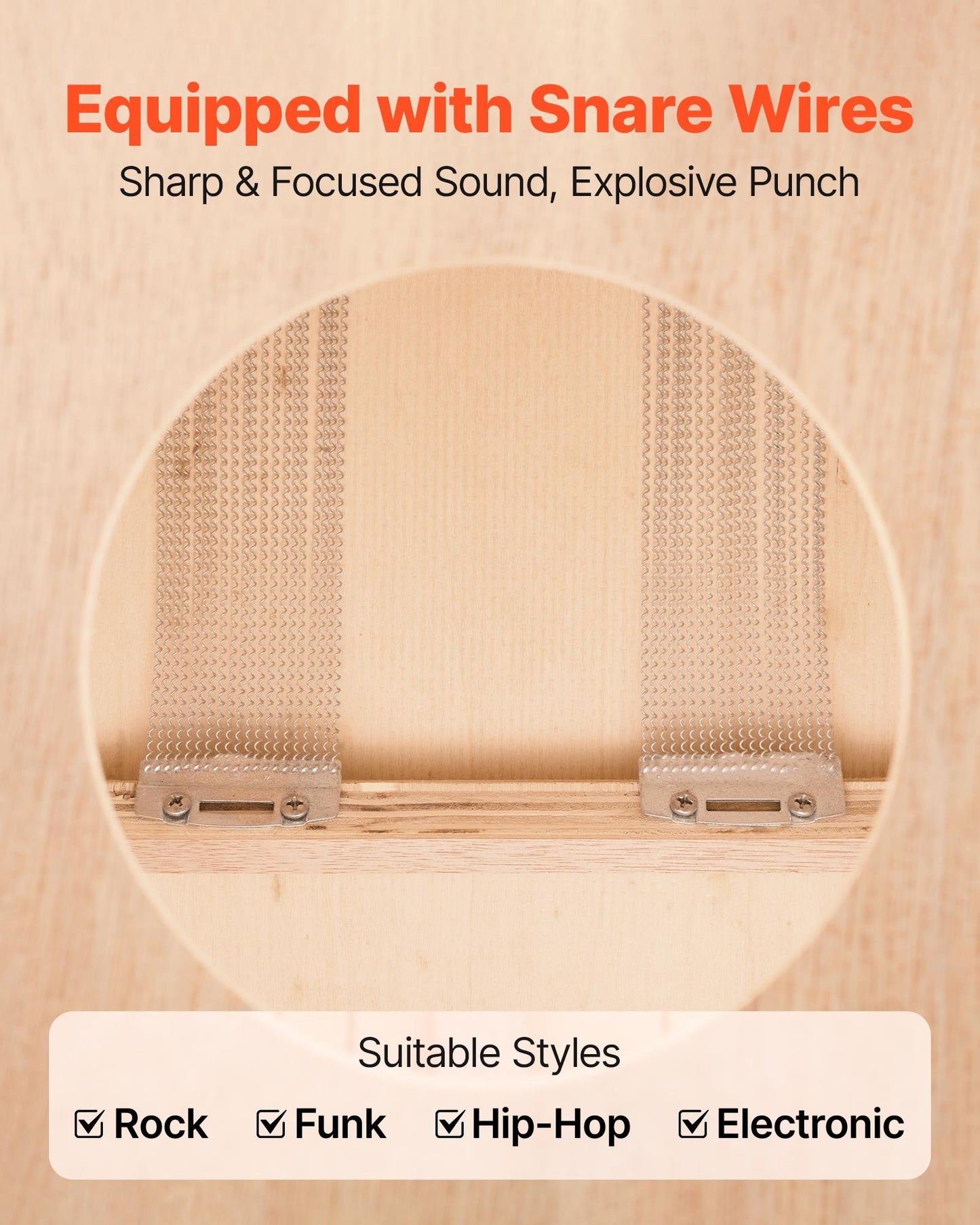 Large Cajon Box Drum Wooden Birchwood Percussion Instrument with Snare Wires