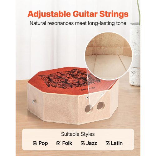 Einzigartiges Cajon-Box-Trommel-Percussion-Instrument aus Birkenholz mit Gitarrensaiten | EU